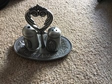 Pewter Eygptian Salt And Pepper Pots 5cm With Stand