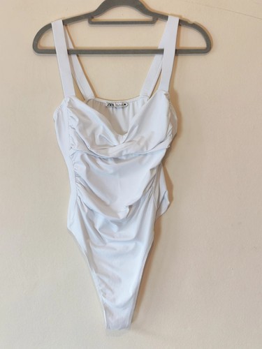 Zara white draped ruched - white, wide