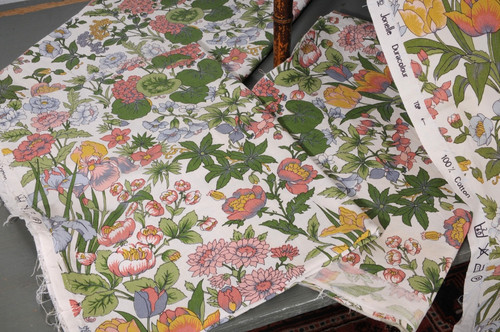 Vintage 1970 fabric remnants - 1970's,