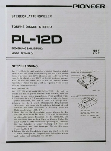 Pioneer 12d stereo - pl-12d,