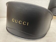 Gucci Black Leather Sunglasses Case Black Gold lettering BIG Size Case New Gucci