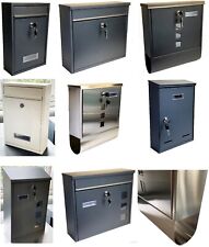 LARGE STEEL POST BOX POSTBOX LOCKABLE OUTSIDE LETTER MAIL WALL MOUNTED KEYS NEW