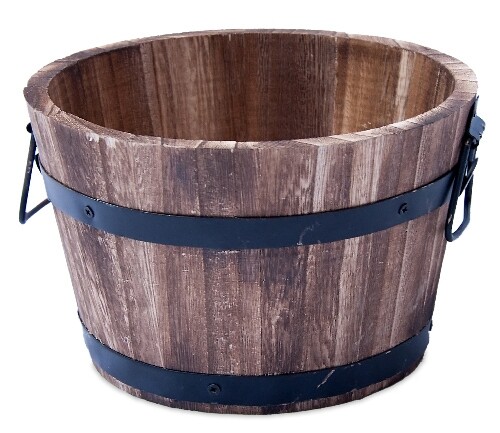 Wooden barrel planter 38cm - 38cm,