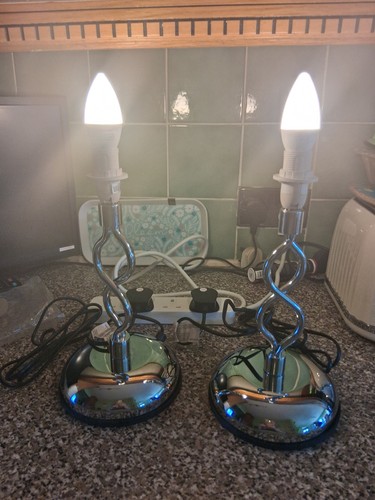 Pair chrome touch lamps - pair,