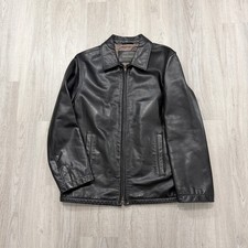 Vintage Banana Republic Leather Jacket Men's Medium Black Motorcycle 1999 Preppy