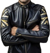 Mens Black UK Flag Biker Union