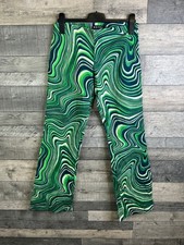 Motel Rocks Flare Trousers Size Medium Green Swirl Flared Leg Urban Outfitters