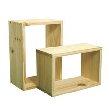 Set Of 2 Natural Wood Wooden