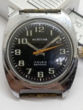 Vintage PRATINA Military Type Orange Second Hand Black Dial Cal. FE 140-C Workin