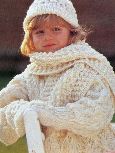 Aran hat mittens scarf - hat,, &