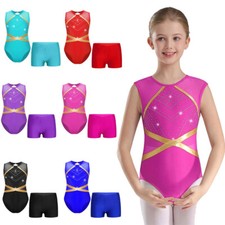 UK Gymnastics Leotard for Girl's Dance Leotard + Shorts Sparkle Ballet Dancewear