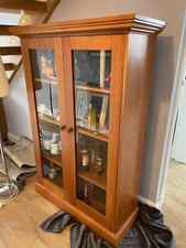 M&S cherrywood display cabinet with glass doors and 3 adjustable shelves 