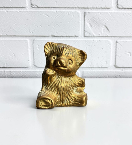 Vintage solid brass teddy - vintage,