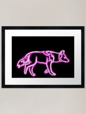 Neon Coyote (Pink) Framed Art