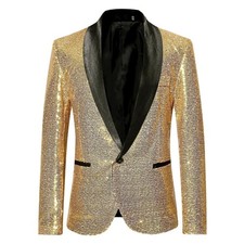 Sequin Blazer Jacket for Men Nightclub Party Suit Coat in Sizes M 2XL