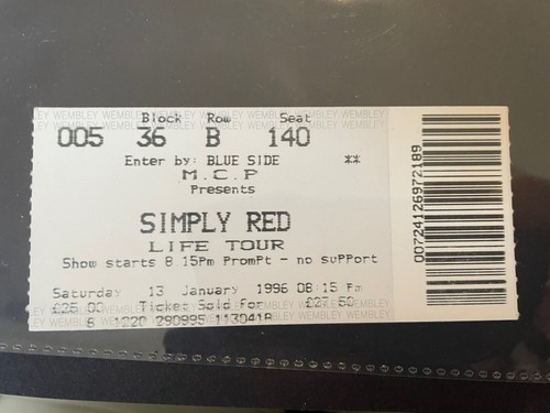 Simply red ticket 1996 - ticket,