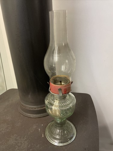 Vintage oil lamp clear glass - lamp,