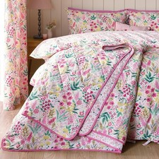 Catherine Lansfield Tilly Floral Fully Reversible 220x230cm Bedspread Pink
