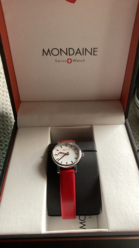 Mondaine swiss wristwatch red - mondaine,