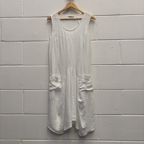 White linen midi dress italy - linen,