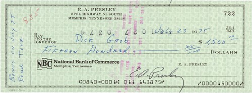 Elvis presley signed cheque - presley,