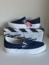 Vans Vault Og Classic Slip On Navy Blue Canvas Shoes Trainers Various Sizes