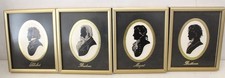 ENID ELLIOTT LINDER 4x Composers Silhouettes SIGNED VINTAGE Paintings FRAMED F15