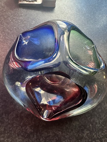 Murano glass tri coloured - coloured, red