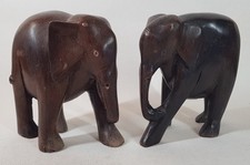Two Vintage Wooden Elephants