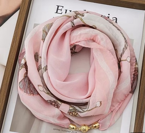 Pink neck scarf with magnetic - scarf,