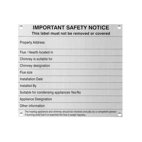 Woodburner chimney notice - woodburner,
