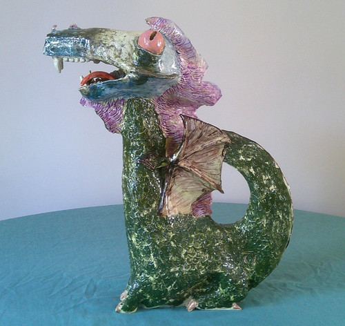 Unusual dragon sculpture - sculpture, by