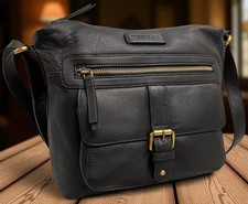 Rowallan Of Scotland Medium Black Leather Crossbody Shoulder Bag 2843