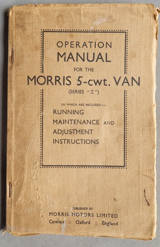 Operation manual morris series - operation,