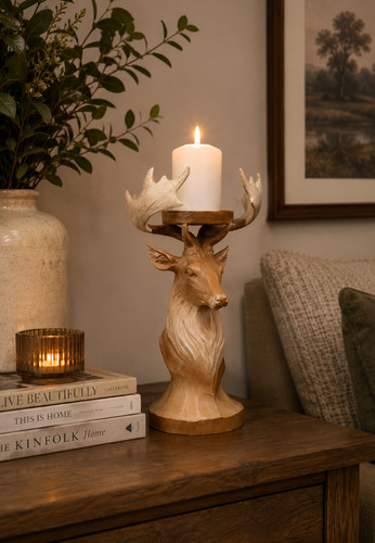 Stag head candle holder - head,