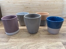 5 Ceramic Mini Plant Pots Succulent Planters Grey Brown Greige Terracotta pink 