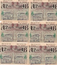 Selection Of 6 1950s A2/4B Petrol Ration  Coupons As Scanned