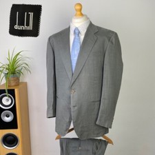 DUNHILL 100% Pure Linen Sharkskin Grey 2 Two Piece Lightweight Casual Suit (44R)