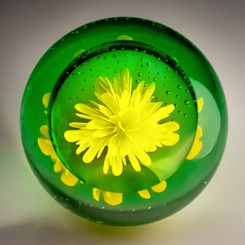 Glass paperweight yellow - glass,