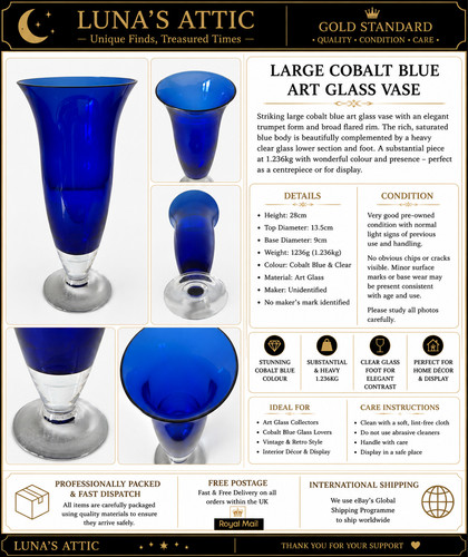 Large cobalt blue art - blue, glass