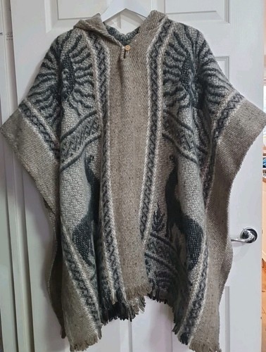 Alpaca llama poncho hooded - alpaca,