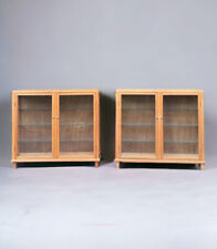 Late C20th Oak - Ply Back Glazed China Display Cabinets.