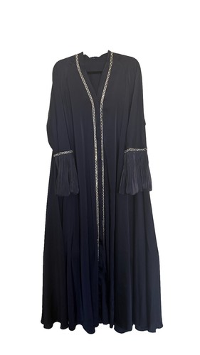 Blue open front abaya - front,