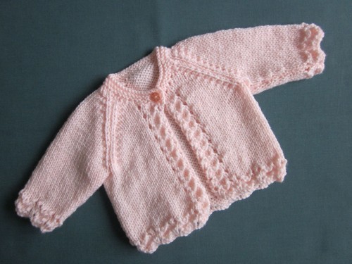 Peach hand knitted baby - 14",