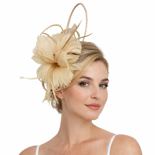 Flower feather fascinator with - feather,