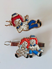Vintage MAMSELLE Metal RAGGEDY ANN & ANDY Hair Clips Barrettes
