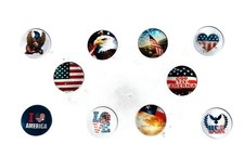 PATRIOTIC AMERICA Glass Magnet Set - 10pc Handmade Decorative Memo Board Refrig