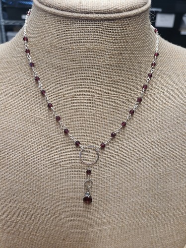 Sterling silver garnet - 17",