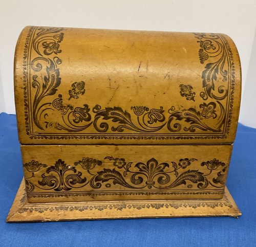 Antique leather box - dome, lid