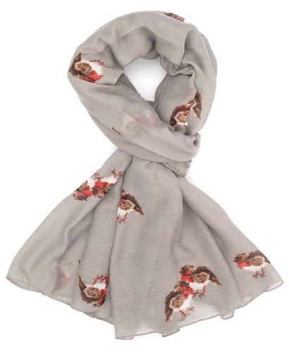 Red cuckoo robin scarf silver - red,